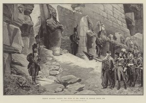 Soldados franceses visitando las ruinas del Templo de Karnak, Egipto, 1798